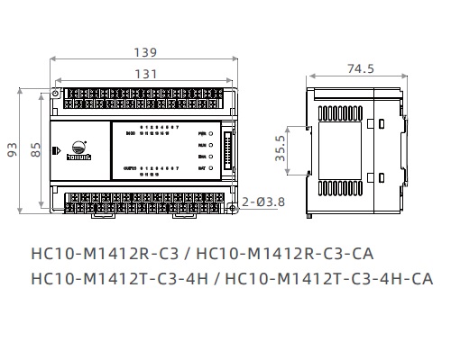 HC10-M1412T-C3-4H-CA Контроллер HC10: вх.напр.~200-240 В; 16K шагов; 14 входов 24В (вкл. 4 счетчика 