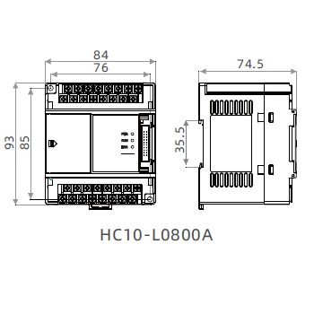 Модуль расширения HC10-L0800A 8AI (8 аналоговых входов 0-10В/4-20мА) для контроллера Hpmont HC10