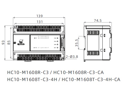 HC10-M1608T-C3-4H-CA Контроллер HC10: вх.напр.~200-240 В; 16K шагов; 16 входов 24В (вкл. 4 счетчика 