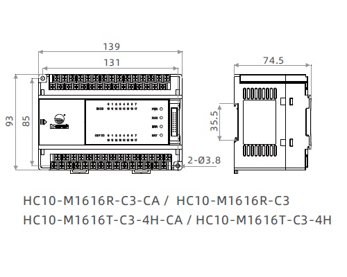 HC10-M1616T-C3-4H-CA Контроллер HC10: вх.напр.~200-240 В; 16K шагов; 16 входов 24В (вкл. 4 счетчика 
