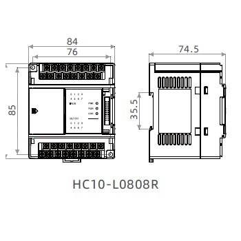 Модуль расширения HC10-L0808R 8DI/8DO (8 дискретных входов 24В, 8 выходов реле) для контроллера Hpmont HC10