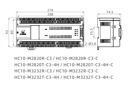 HC10-M3232T-C3-4H Контроллер HC10: вх.напр.~200-240 В; 16K шагов; 32 входов 24В (вкл. 4 счетчика 100