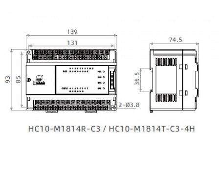 HC10-M1814R-C3 Контроллер HC10: вх.напр.~200-240 В; 16K шагов; 18 входов 24В (вкл. 4 счетчика 100кГц