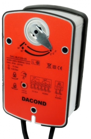 Противопожарный привод воздушной заслонки DAC-BLF230-10, 10Н*м, 2 концевых выключателя, AC 230 В